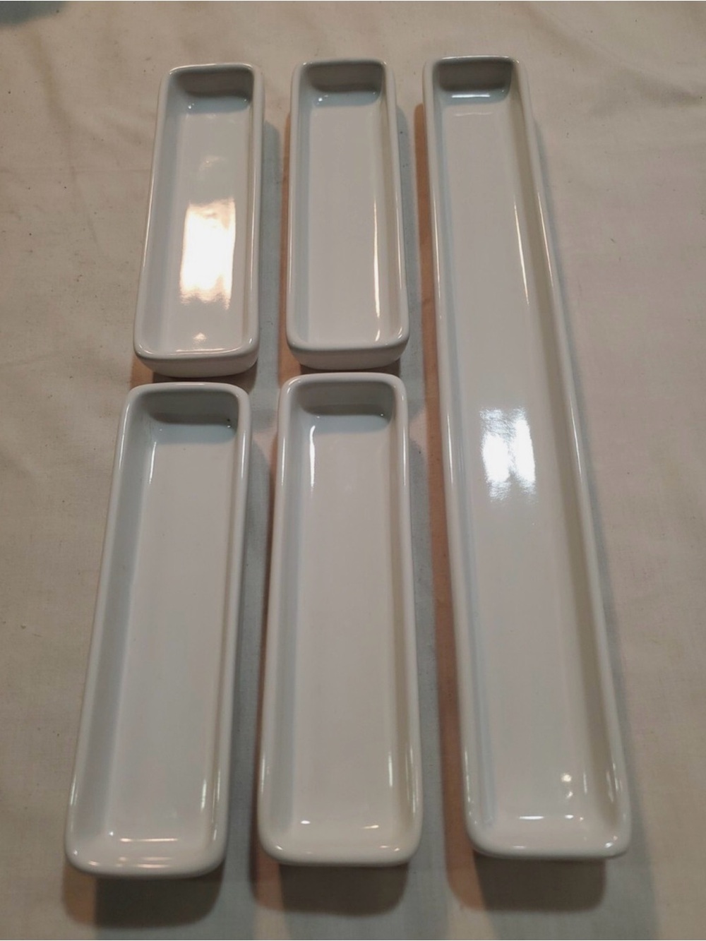 The Pampered Chef White Ceramic Serving Tray Set